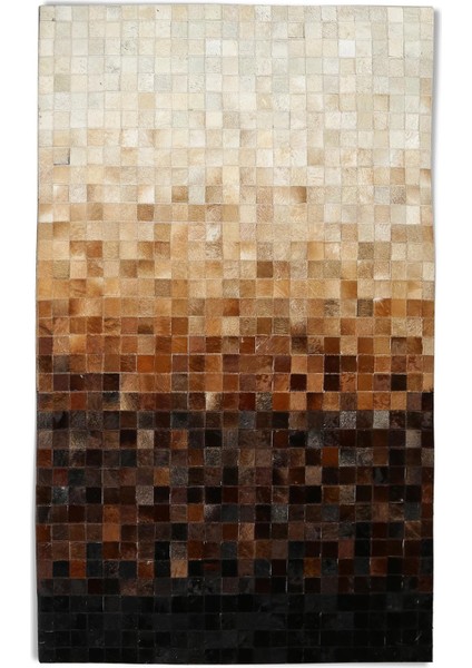 Kahverengi Geçişli Dana Derisi Patchwork Halı – El Yapımı Hakiki Deri Lüks Ev Dekorasyonu Halısı indirimleri