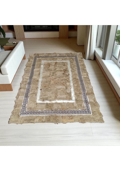 Açık Kahverengi Toskana Kürkü Halı – El Yapımı Özgün Desenli Şık Salon Halısı