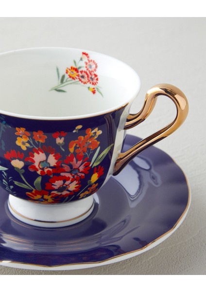 Lacivert 4'lü 2 Kişilik Seramik Fincan Takımı 220 ml fırsatları