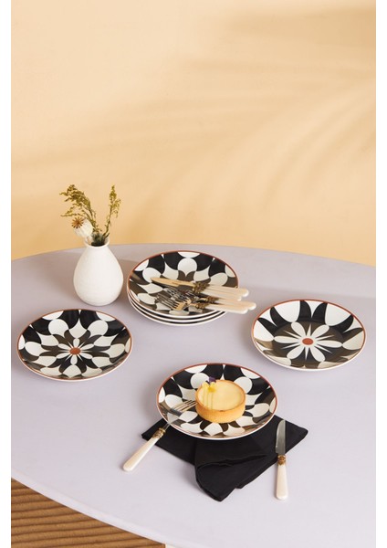6 Parça Porselen Pasta Takımı, 19 Cm, Şık ve Zarif Tasarım