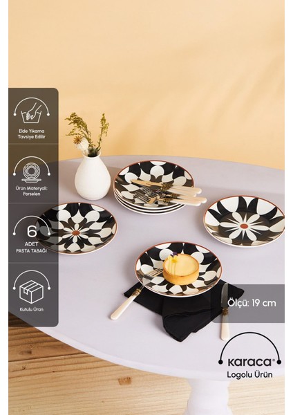 6 Parça Porselen Pasta Takımı, 19 Cm, Şık ve Zarif Tasarım fiyatları