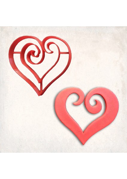 Kalp Dönerli Detay Kurabiye Kalıp Seti 2’li