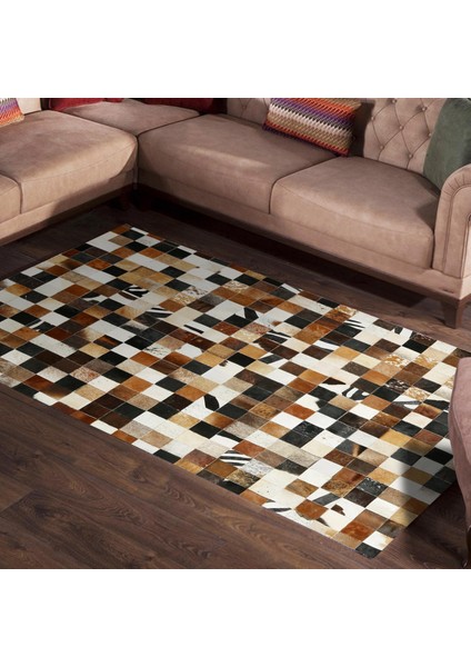 Çok Renkli El Yapımı Dana Derisi Halı, Hakiki Deri Patchwork Tasarım, Modern Salon Halısı fiyatları