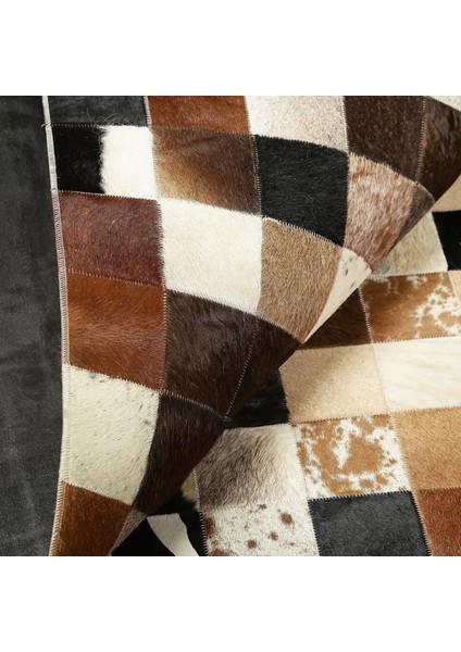 Çok Renkli El Yapımı Dana Derisi Halı, Hakiki Deri Patchwork Tasarım, Modern Salon Halısı modelleri