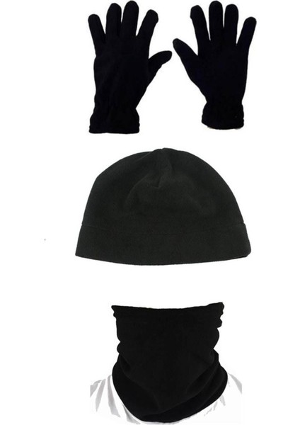 Siyah 3'lü Set: Bere Boyunluk Eldiven