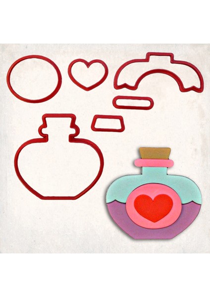 Kalp Iksir Detay Kurabiye Kalıp Seti 6’lı
