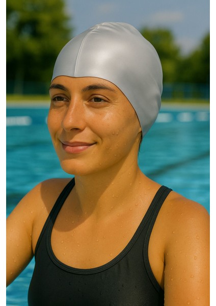 Gri Silikon Yüzme ve Deniz Bonesi, Şık ve Konforlu Kullanım Sağlar