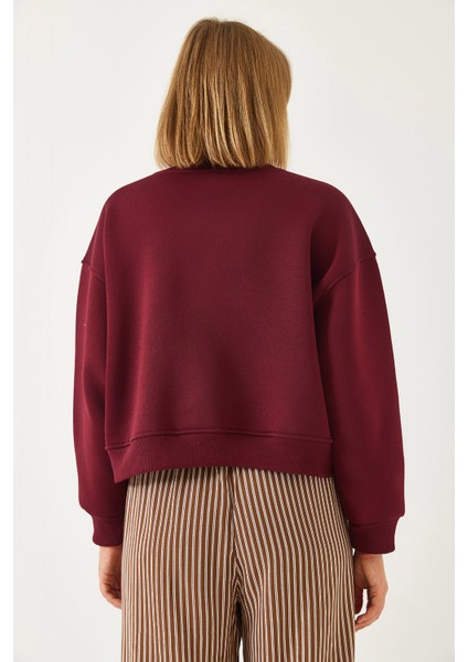 Kadın Üç Iplik Şardonlu Ayıcık Işlemeli Sweatshirt