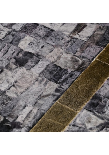 Altın Kenarlı Gri Koyun Derisi Halı, Modern El Yapımı Toskana Halı indirimleri
