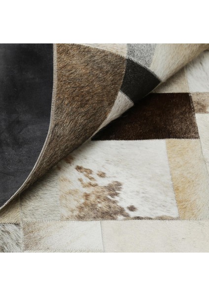 Bej Gri Doğal Dana Derisi Patchwork Halı – El Yapımı Hakiki Deri Modern Salon Halısı fiyatları