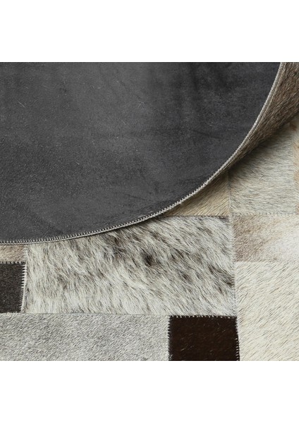 Bej Gri Doğal Dana Derisi Patchwork Halı – El Yapımı Hakiki Deri Modern Salon Halısı fırsatları