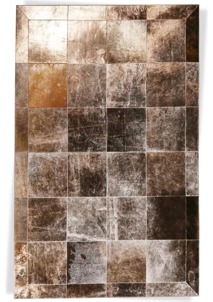 Kahverengi Tonlarında Doğal Dana Derisi Patchwork Halı – El Yapımı Hakiki Deri Lüks Giriş Halısı indirimleri