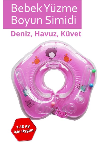 Pembe Renkli Bebek Yüzme Boyun Simidi, Güvenli ve Rahat Kullanım