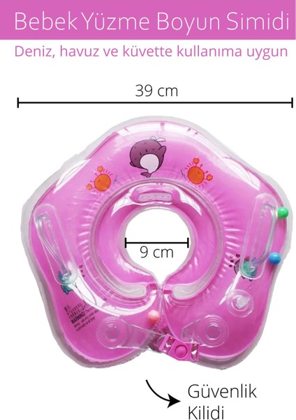 Pembe Renkli Bebek Yüzme Boyun Simidi, Güvenli ve Rahat Kullanım fiyatları