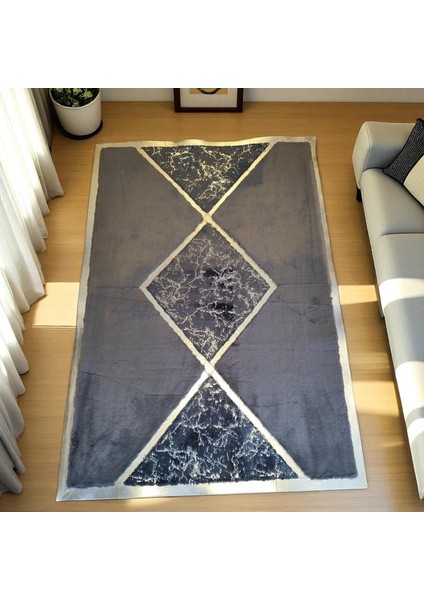Gri Mermer Desenli Modern Yumuşak Peluş Halı – El Yapımı Şık ve Yumuşak Halı Modeli
