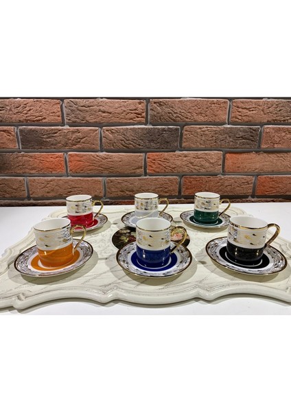 Renkli Porselen Fincan Takımı, Şık ve Zarif Set