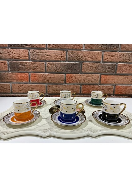Renkli Porselen Fincan Takımı, Şık ve Zarif Set