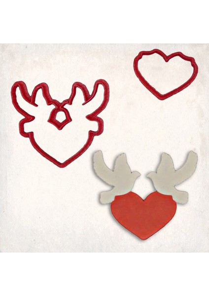 Kalpli Güvercinler Detay Kurabiye Kalıp Seti 2’li