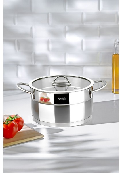 Gri 20 cm Mat Derin Tencere, Şık ve Kullanışlı Mutfak Gereci