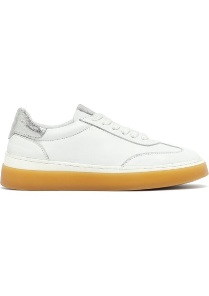 Kadın Beyaz Bağcıklı Deri Sneaker 25AFD511218