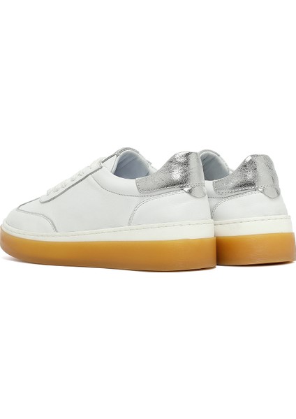 Kadın Beyaz Bağcıklı Deri Sneaker 25AFD511218 indirimleri