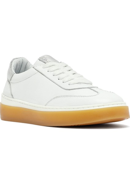 Kadın Beyaz Bağcıklı Deri Sneaker 25AFD511218