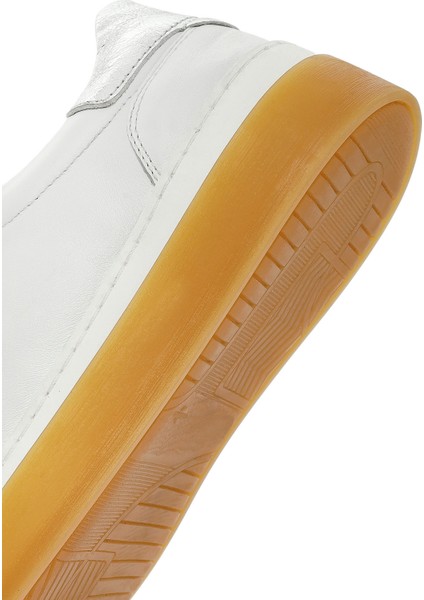 Kadın Beyaz Bağcıklı Deri Sneaker 25AFD511218