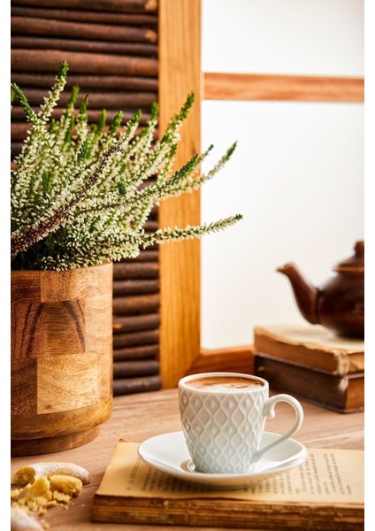 6 Kişilik 90 ml Beyaz Kahve Fincan Takımı, Şık ve Kullanışlı Set fiyatları