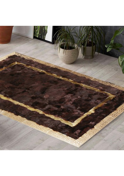 Altın Çerçeveli Koyu Kahverengi Toskana Halı, Doğal Renkli Modern Dekoratif Halı fiyatları