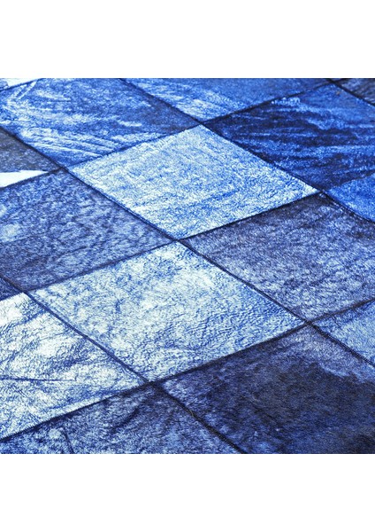 Mavi Dana Derisi Patchwork Halı, Lüks Dekoratif Halı, Kaymaz Tabanlı Hakiki Deri Halı fiyatları