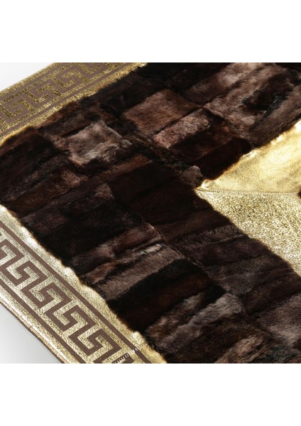 Altın Kenarlı Parlak Kahverengi Toskana Halı, Lüks Salon Halısı, Şık ve Modern Tasarımlı Halı modelleri