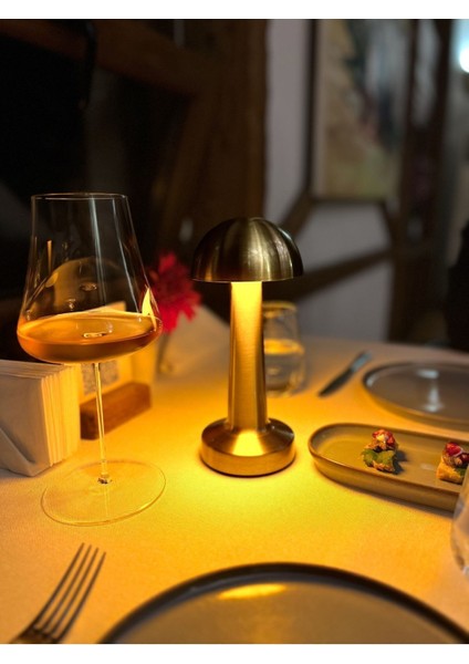 Dokunmatik LED Masa Lambası, Şarj Edilebilir, Ev, Restoran, Kafe, Mantar Tasarım