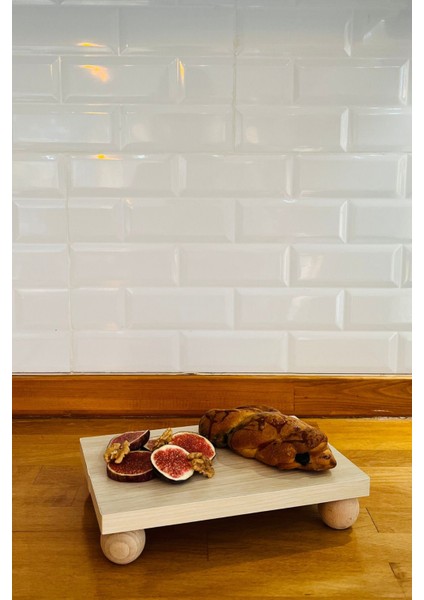 Bej Kayın Ayaklı 3'lü Mdf Tabak Sunum Seti modelleri