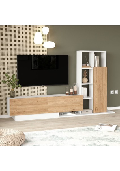 Forte Tv Ünitesi Kapaklı Kitaplık Raf Sepet-Beyaz For1-Sw fiyatları