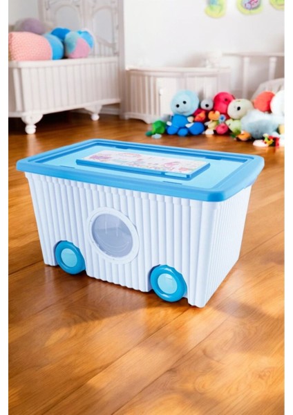 Turkuaz Renkli 60L Taşınabilir Oyuncak Kutusu, Pratik ve Şık Tasarım