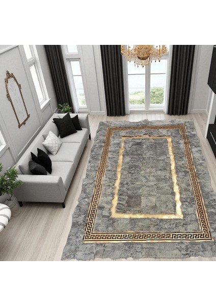 Gri Toskana Tarzı Halı, Özel Ölçü Dikdörtgen Halı, Şık ve Modern Tasarımlı Halı modelleri