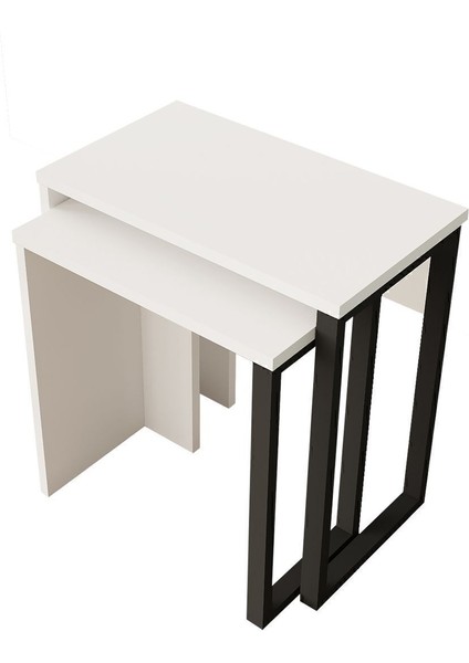 Bohem 2'li Zigon Sehpa Yan Sehpa Metal Ayaklı Uv Baskı Sepet-Jüt Boh7-W indirimleri