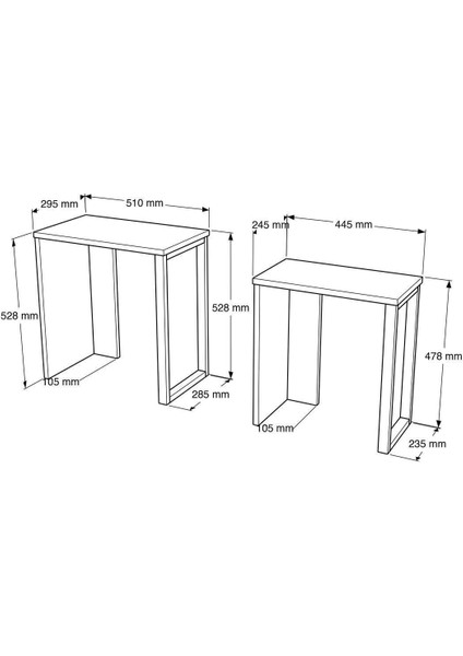 Bohem 2'li Zigon Sehpa Yan Sehpa Metal Ayaklı Uv Baskı Sepet-Jüt Boh7-W