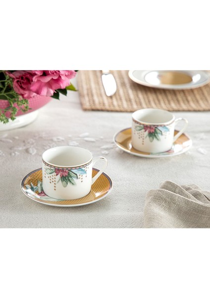 Şık 2'li Kahve Fincan Takımı, 80 Ml, Hardal Renkli