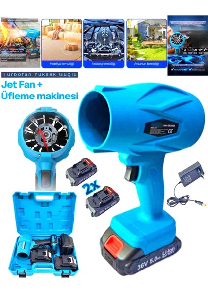 36V Turbojet Sarjlı Hava Üfleme Makinası Araba Kurutma Toz Yaprak Üfleyici Kömürsüz Motor