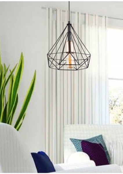 Şık Siyah Piramit Avize, Salon, Mutfak, Antre ve Çocuk Odası Için Ideal Işık Kaynağı