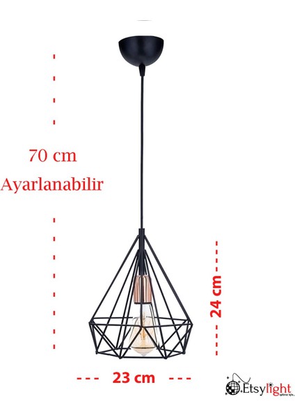 Şık Siyah Piramit Avize, Salon, Mutfak, Antre ve Çocuk Odası Için Ideal Işık Kaynağı fiyatları
