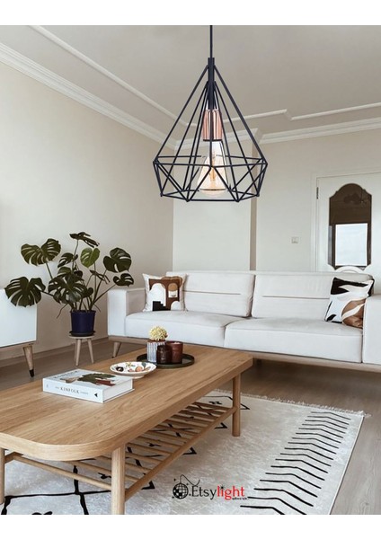 Şık Siyah Piramit Avize, Salon, Mutfak, Antre ve Çocuk Odası Için Ideal Işık Kaynağı