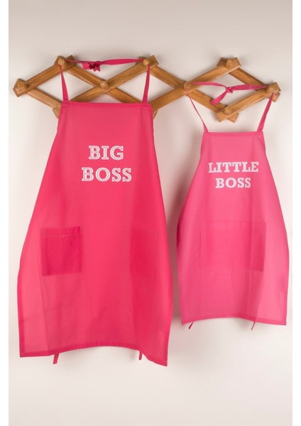 Kırmızı Anne ve Çocuk Baskılı Mutfak Önlüğü Seti, Şık ve Kullanışlı Tasarım