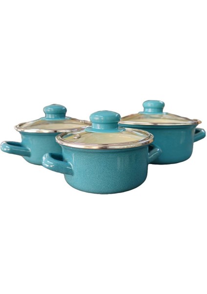 3'lü Tencere Seti, 12CM-14CM-16CM, Turkuaz, Şık ve Kullanışlı Mutfak Gereci modelleri
