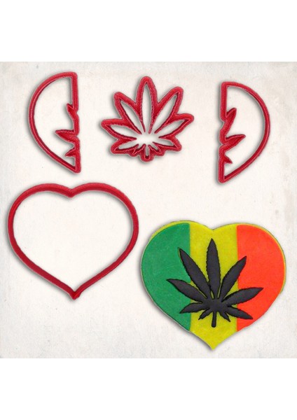 Rasta Kalbi Detay Kurabiye Kalıp Seti 4’lü