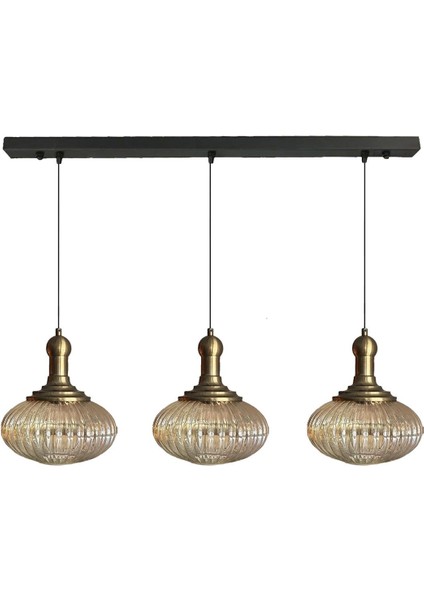 Şık Cam Bal Rengi Üçlü Sarkıt Avize, Restoran ve Salon Aydınlatması fırsatları