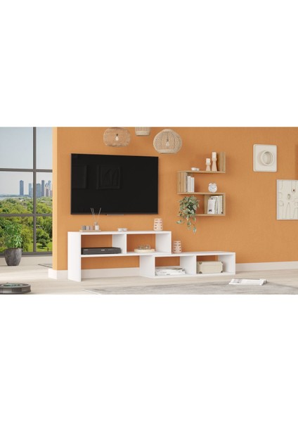 Dore Tv Ünitesi Tv Sehpası Raflı Beyaz Dor1-W modelleri