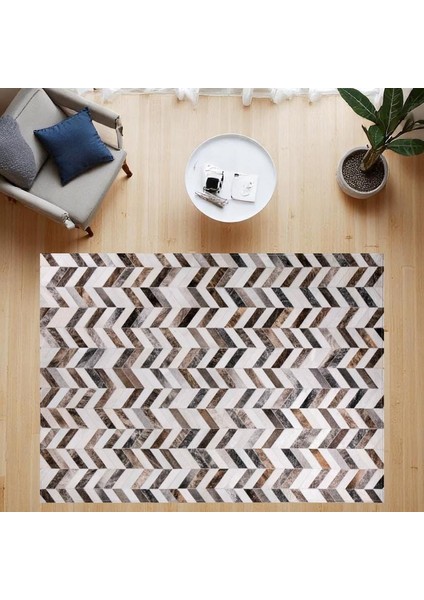Beyaz Desenli Doğal Dana Derisi Patchwork Halı fiyatları