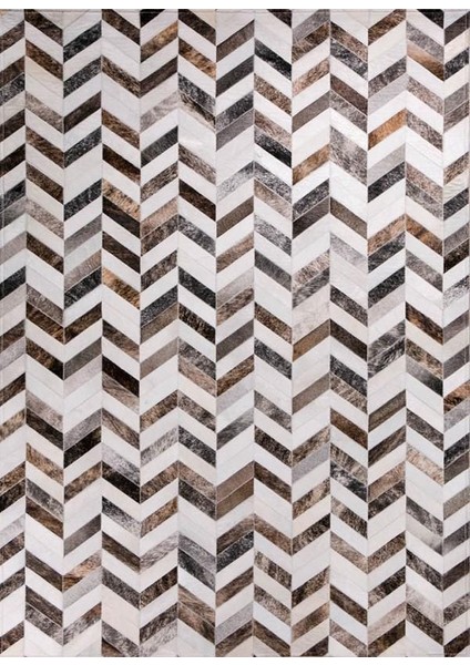 Beyaz Desenli Doğal Dana Derisi Patchwork Halı modelleri